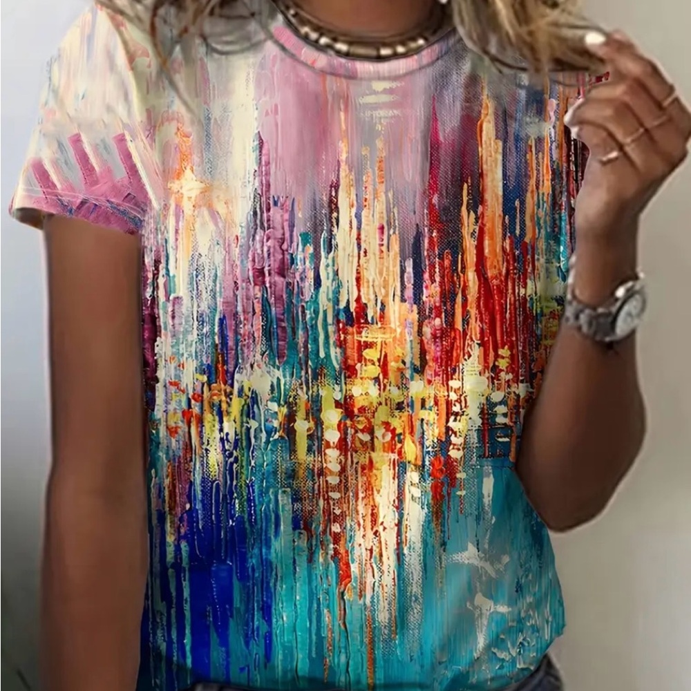 Abstract Multicolor Women's Top
